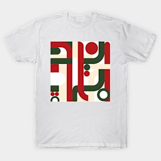 Geometric green red christmas abstract T-Shirt